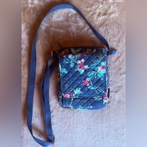 Vera Bradley Quilted Navy Blue Floral Hipster Crossbody Bag